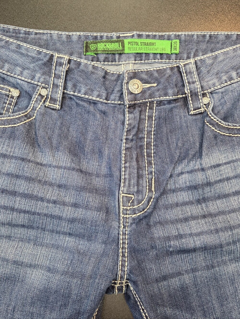 Rock & Roll Denim Pistol Straight Leg Jeans 38x30 Men’s Western #1532 - Picture 3 of 6